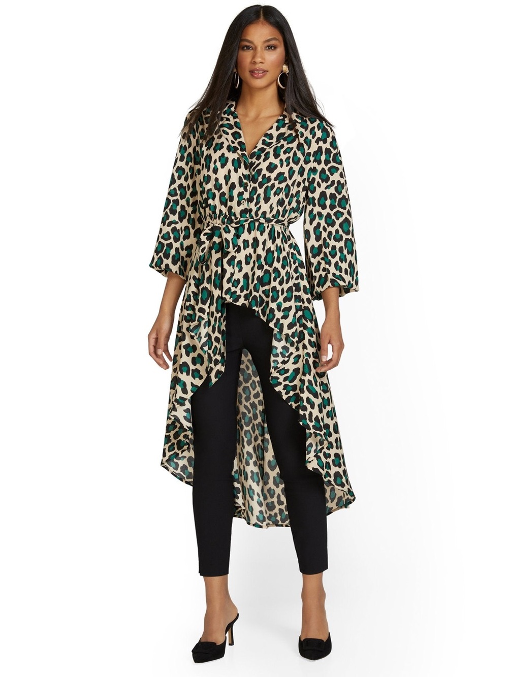 NY&CO Leopard-Print High-Low Drama Top. Size XXL … NWT